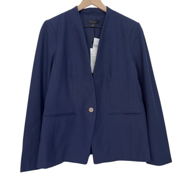 NWT Ann Taylor Cutaway Blazer in Bi-Stretch | Blue | Size 8 - Picture 4 of 9